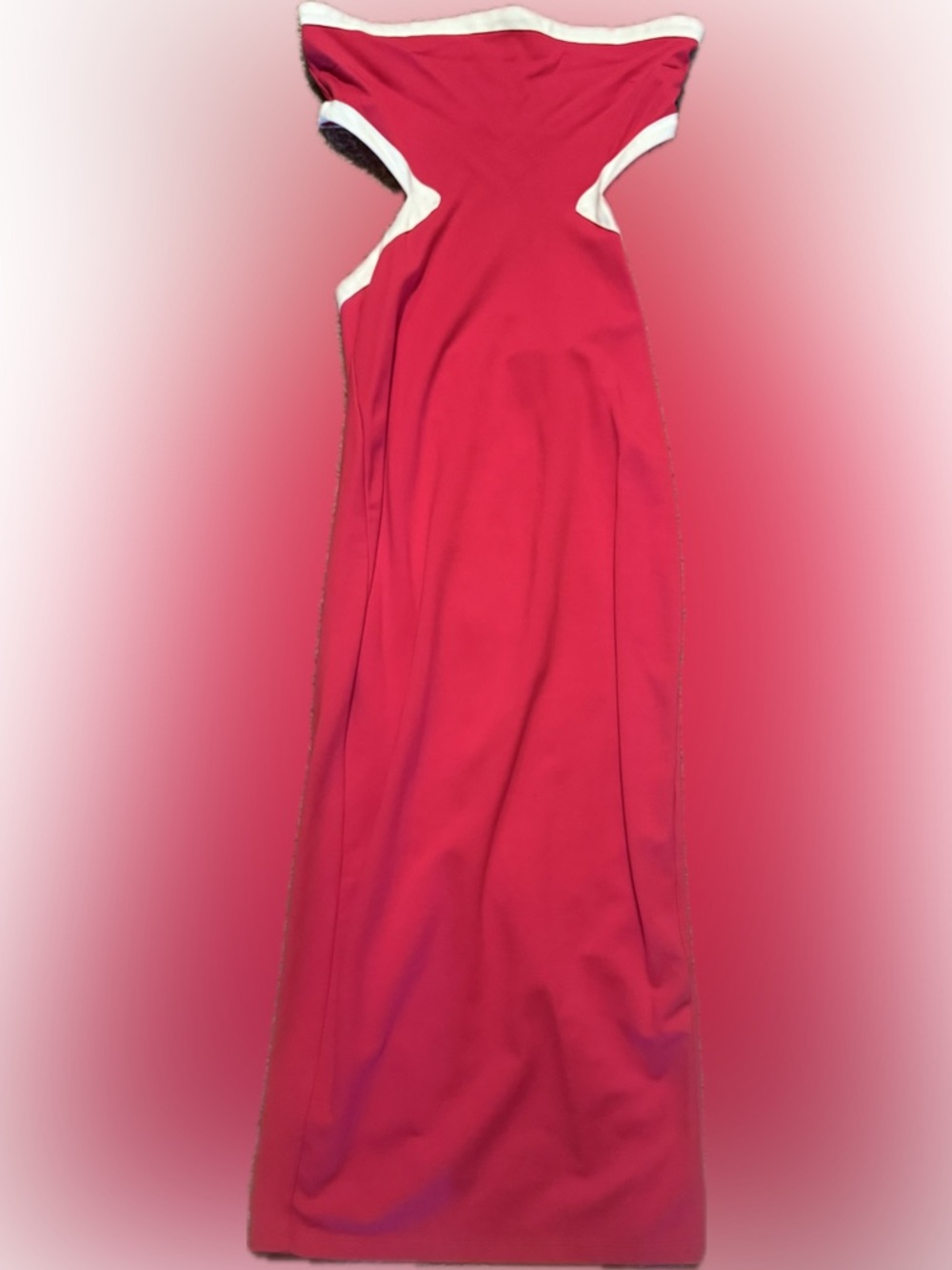 Forever 21 Sz Medium Strapless Bodycon Vibrant Hot Pink Midi dress w/ cutouts